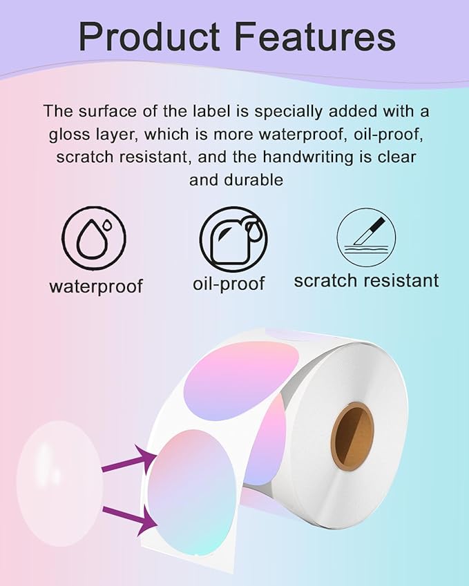 3 inch Round Thermal Labels, Thermal Printer Labels use for Barcode, Shipping, Customized, Circle Direct Thermal Stickers 500 Labels for Printer, 3 Color
