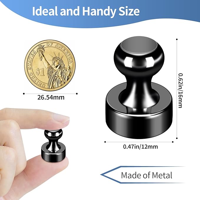 36Pack Refrigerator Magnets Black Fridge Magnets for Whiteboard Strong Whiteboard Magnets Small Metal Magnets for Fridge White Board Map Kitchen Office Classroom