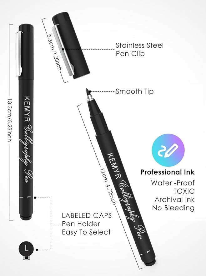 4 Micro Fine liner Drawing Art Pens Calligraphy Pens: XS-L Size Black Art supplies Waterproof Archival Black Ink Markers For Artists,Use for Professional Watercolor,Sketching