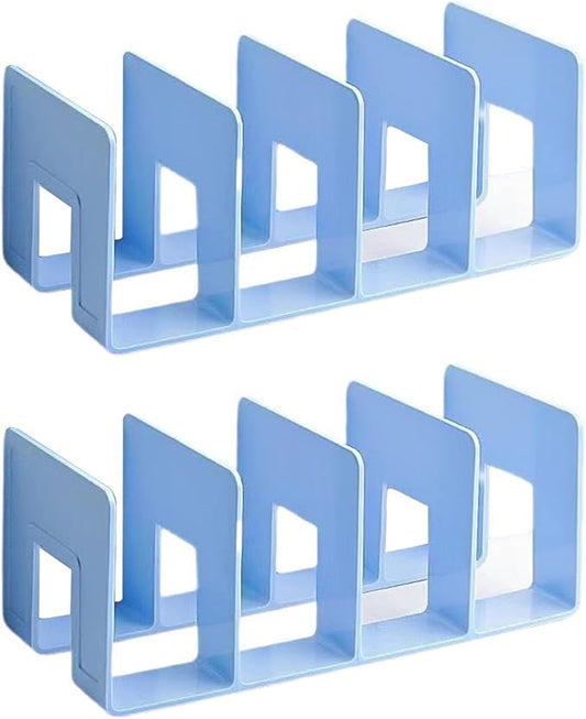 2PCS Acrylic File Organizer for Desk, Desktop Document/Mail Organizer, 4 Compartments Plastics Invisible Bookshelf Floating (12.5" x 5.7" x 5", SkyBlue)