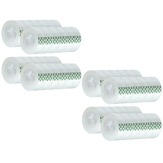 48 Rolls Transparent Tape Refills Rolls 3/4-Inch x 1000 inch, 1 inch Core, Clear Gift Wrapping Tape Refill Roll for Office, Home, School