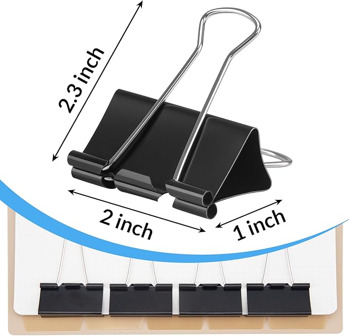 2 Inch 40 Pack Extra Large Binder Clips, Jumbo Paper Clips, Big Paper Clamps, Binder Clips Large Size for Home, School and Office Supplies