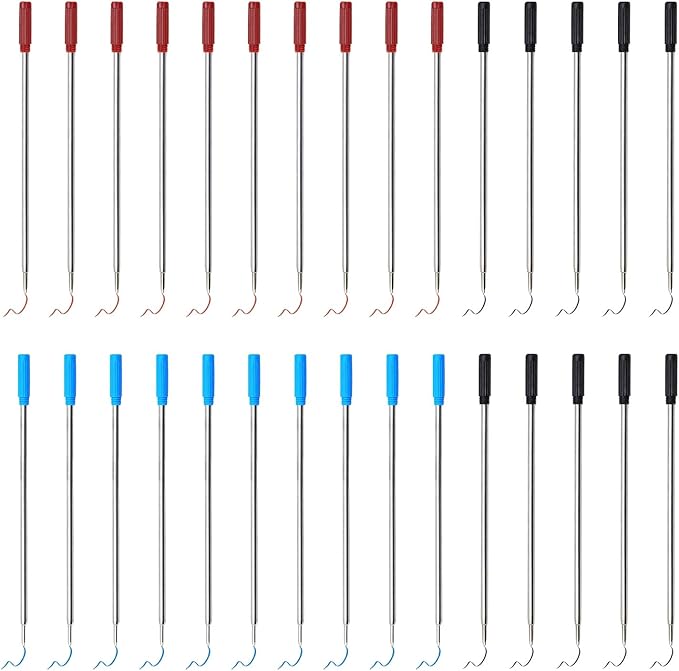 0.7 mm Ballpoint Ink Twist Pen Refills, 15 Pcs Medium Point Metal Smooth Writing Replaceable Ink Refill, Stationery Compatible for Cross Ballpoint Replacement (4.6in M) (Black+Red+Blue, 30)