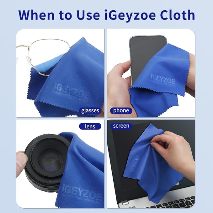 20 Pack Microfiber Glasses Cleaning Cloths - Glasses Wipes Ultra Soft & Reusable Eyeglass Lens Cleaner for Eyeglasses, Cameras, Phones