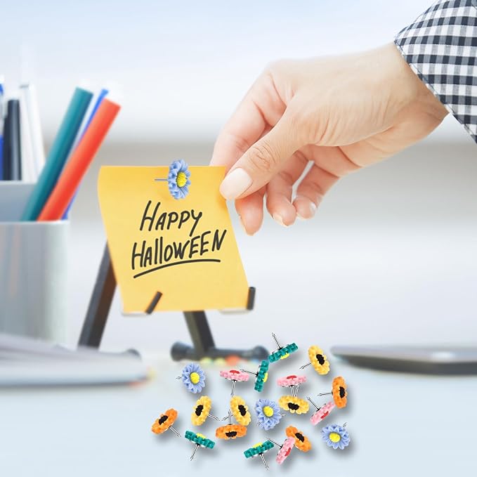 40Pcs Push Pins, Thumb Tacks for Bulletin Board, Flower Decorative Pins and Tacks, Cork Board Thumbtacks, Cute Thumbtack for Office Decorative