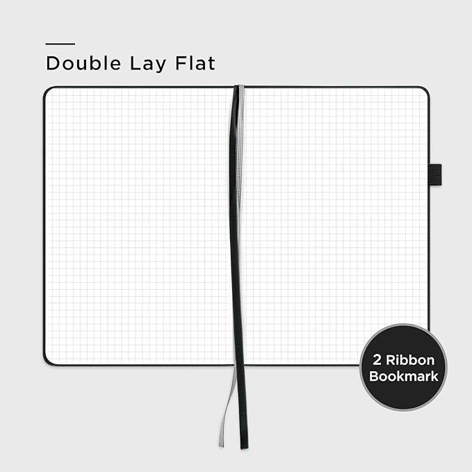 &And Per Se Graph Journal Notebook, 160 Pages, 5.7 x 8 inches College Ruled Thick Paper Notebook Journals for Writing, Grid Hardcover Notebook(1 Pack, black)