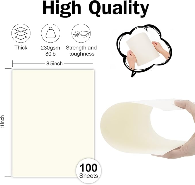 100 Sheets Cream Cardstock 8.5 x 11 Ivory Paper, Goefun Off White Card Stock Printer Paper for Cards Making, Office Printing, Certificate