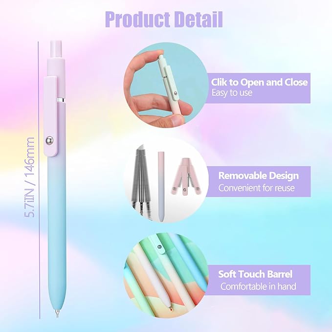 10Pcs Gel Pens, 0.5mm Black Ink Pens Retractable Fine Point Smooth Writing, Aesthetic Office School Supplies, Desk Accessories Nursing Pen for Journaling Note Taking, Gifts for Women Men (Morandi B)