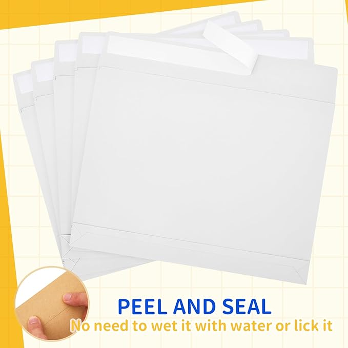 20 Pcs 12 x 16 x 1.6 Inch Large Expandable Catalog Envelopes Manilla Kraft Peel and Seal Envelopes Light Large Mailing for Office Home Documents Magazines Photos Storage Organizing (White)