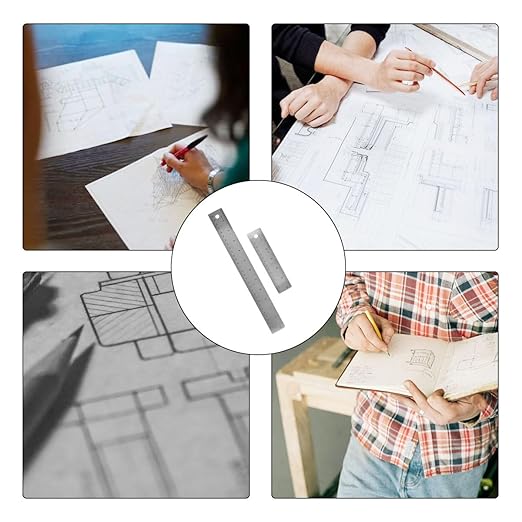 12-Inch Stainless Steel Metal Ruler with Non-Slip Cork Backing - 1 Pack