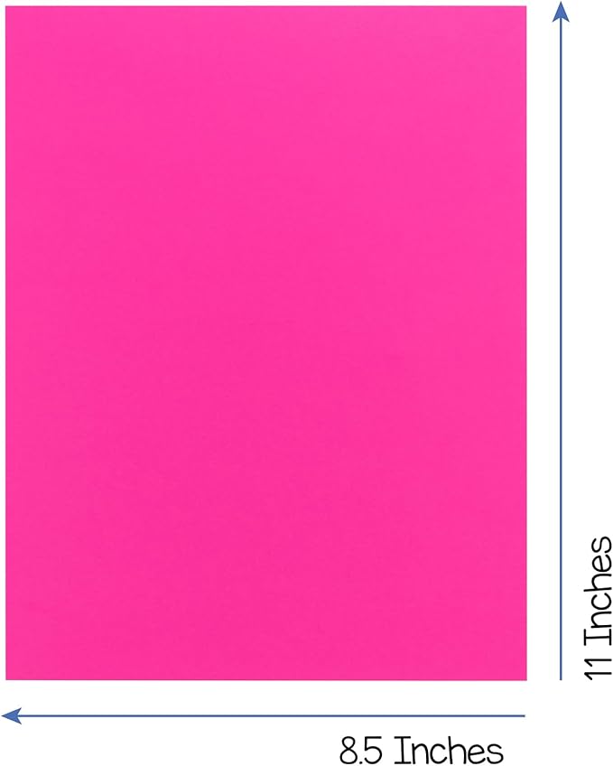 Hygloss Fuchsia Bright Colored Cardstock - 8.5x11-Inch, 90 Sheets, 65 lb/ 176 gsm, Fade-Resistant, Acid-Free Color Card Stock Paper