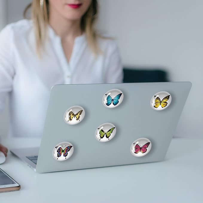 12Pcs Glass Strong Refrigerator Magnet Fridge Sticker,Butterfly Crystal Fridge Magnets Decoration for Crafts,Strong Fridge Magnets for Kitchen, School,Office Whiteboard, Cabinet and Dishwasher