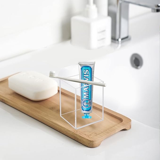 2 Pack Acrylic Pen Pencil Holder, Clear Makeup Brush Holder Cup Storage Office Desktop Desk Table Stationery Organizer