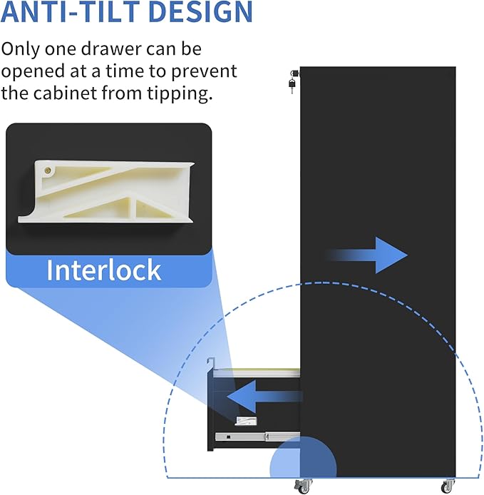 4 Drawer Mobile File Cabinet, Filing Cabinet Home Office for Letter, Legal Size, Black