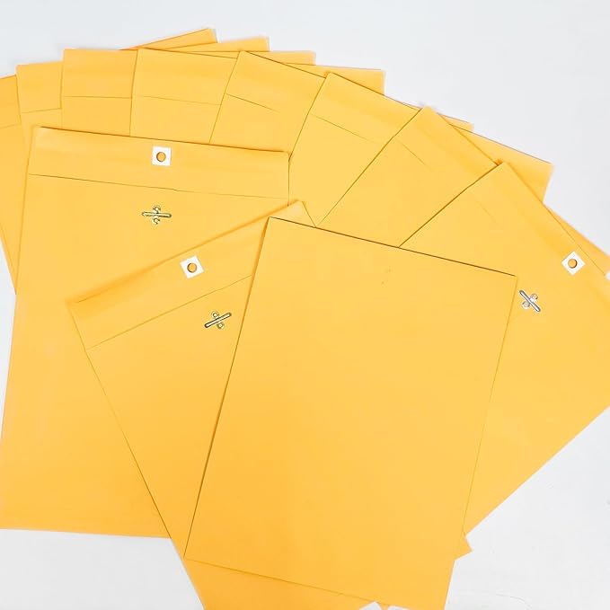 10” x 13” Clasp Envelopes with Gummed Seal Brown Kraft Catalog Envelopes Clasp Mailing Envelopes for Home, Office, Business 28 lb Kraft Paper,Pack of 30