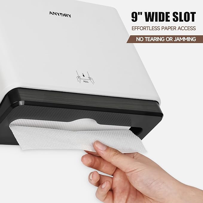 200-Sheet Wall-Mounted Paper Towel Dispenser, Fits Multi-Fold Towels up to 10x3.1 Inches, Perfect for Home & Business (White)