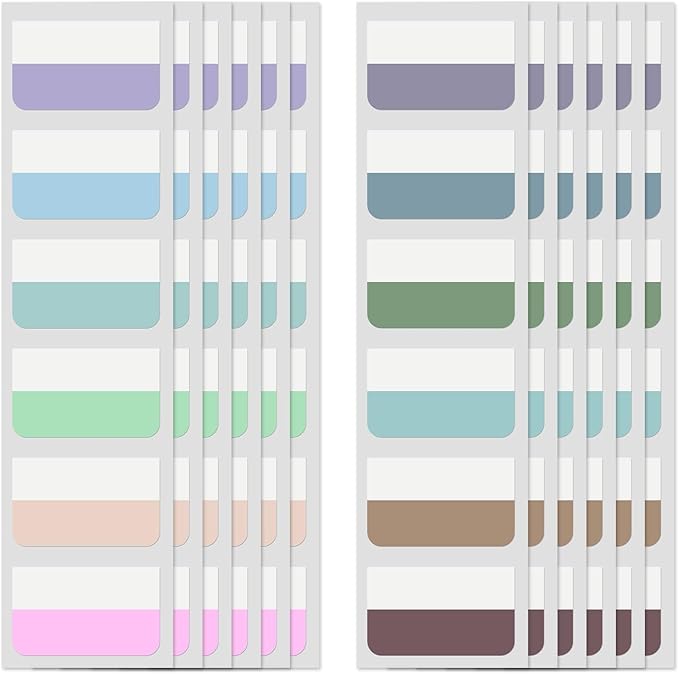240 Pcs Sticky Index Tabs, Colored Book Sticky Tabs for Notebooks, Repositionable Page Tabs for Notebooks File Classification,12 Colors (1.8×1 Inch)