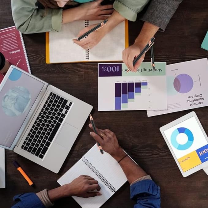 12 PCS 2 in 1 Stylus Ballpoint Pen with Stylus Tip, 1.0 mm Black Ink Metal Pen Stylus Pen for Touch Screens (Mixed Color)