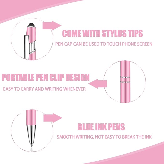 24 Pcs Blue Ink Ballpoint Pen with Stylus Tip 2 in 1 Ballpoint Pen 1.0 mm Blue Ink Metal Stylus Pen for Touch Screens Coworkers, Family, Colleagues, Office (no Multicolor)