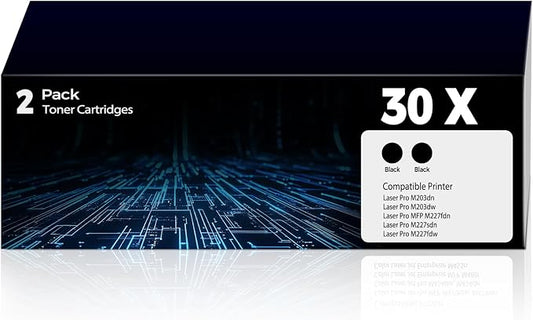 30X CF230X Black Toner Cartridges with Chip for M203dw Toner MFP M227fdn Toner Replacement for HP 30X 30A Toner Works with Laser Pro M203dn M203dw Pro MFP M227fdn M227sdn M227fdw Printer (2 Black)