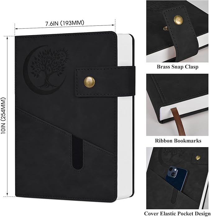 365 Page Thick Lined Journal Notebook for Men Women, B5 Large Leather Journals for Writing, Hardcover Notebooks for Work, School, Note Taking, Business, Travel Diary, College Ruled 7.6" x 10"