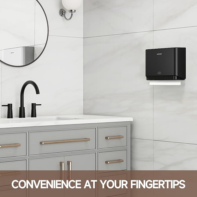 200-Sheet Wall-Mounted Paper Towel Dispenser, Fits Multi-Fold Towels up to 10x3.1 Inches, Perfect for Home & Business (Black)