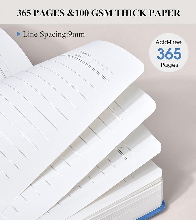 365 Page Thick Lined Journal Notebook for Men Women, A5 Leather Journals for Writing, Hardcover Notebooks for Work, School, Note Taking,Travel, Business,Personal Diary, College Ruled 5.9" x 8.4"