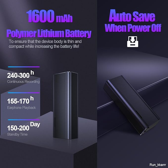 128GB Voice Activated Recorder with AI Intelligent Triple Noise Reduction Digital Audio Recorder Recording Devices, Voice Recorder with 2000 Hours Recording Capacity, 300 Hours Battery Time