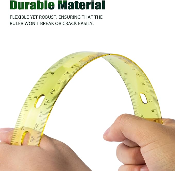 28 Pack Plastic Ruler 12 Inch Transparent Rulers - Metric Bulk for Kids School Office Classroom, Yellow