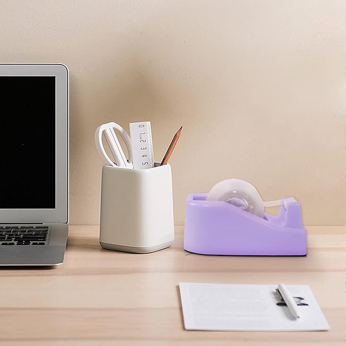 1Pcs Desktop Tape Dispenser Adhesive Roll Holder with Weighted Nonskid Base, Purple (Tape not Included)