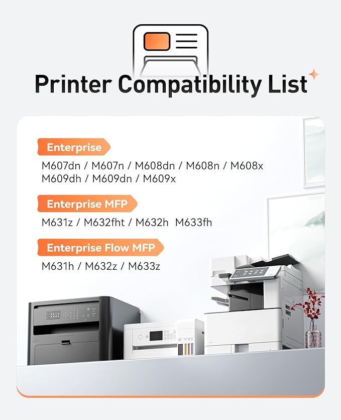 37A Black Toner Cartridge 1-Pack High Yield with Chip Replacement for HP 37A CF237A Toner Cartridges Compatible with HP Laser Jet Enterprise Flow MFP M631h M632z M633z M607dn M608x M609x M632h Printer