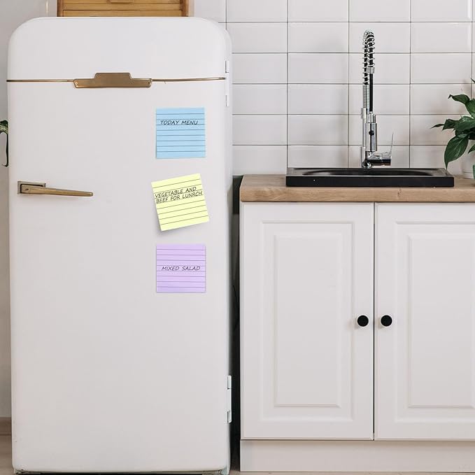 48 Pack 3840 Sheets Lined Sticky Notes 3X3 in Ruled Self Sticky Note Pads 80 Sheets/pad Colorful Sticky Notes with Lines Post Notes for Office, Home, School, Meeting