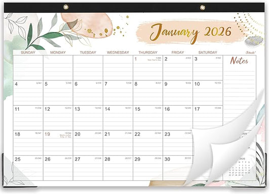 2026 Desk Calendar - Desk Calendar 2026, Jan 2026 - Dec 2026, 12 Monthly Desk/Wall Calendar Large 17" x 12", Large Ruled Blocks, Notes, Thick Paper