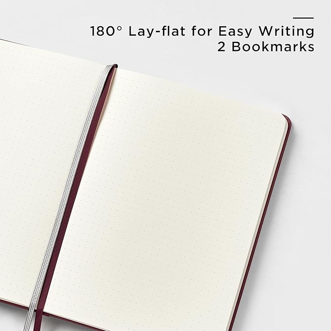 &And Per Se Dotted Journal Notebook, A5 Hardcover Leather Bullet Dotted Journal, 160 Pages 100 gsm Thick Paper，3 Sheets of Stickers Included - 5.7'' x 8''（Dark Red）