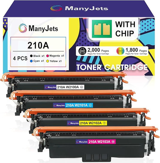 210A Toner Cartridges 4 Pack with Chip Compatible for HP 210A/210X W2100A/W2100X High Yield Replacement for Color Laserjet Pro MFP 4301fdw/4301fdn/4201dw/4201dn Series Printer (4-Pack, BCMY)