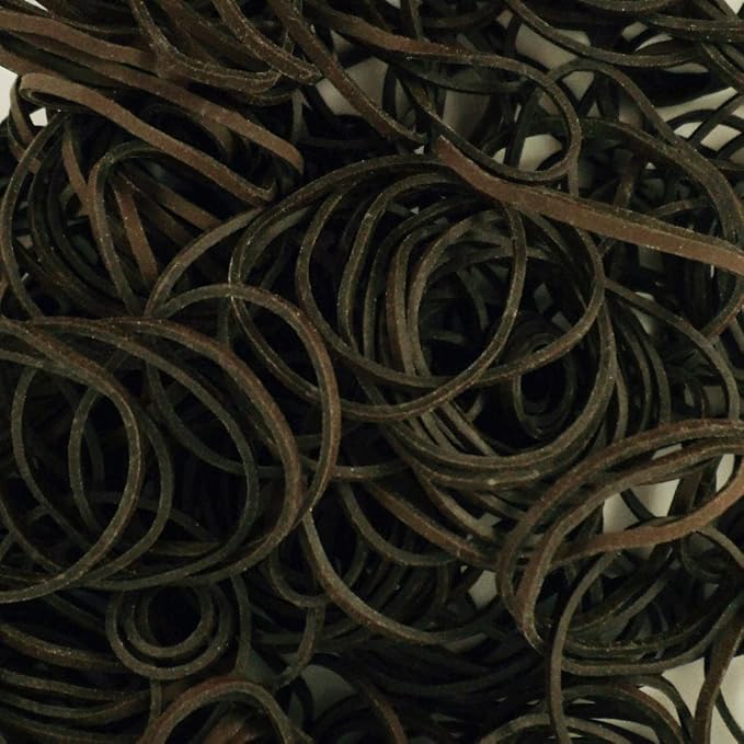 200, Jumbo Size, Brown Color, US Made Rubber Hair Bands for Pony Tails and Braids In A Clamshell