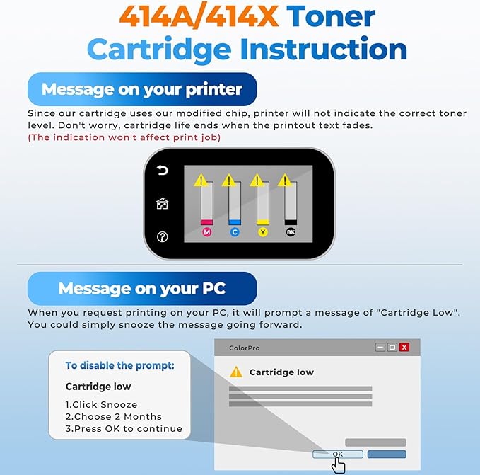 414X Toner Cartridges 4 Pack High Yield Color Laser Jet Pro MFP M479fdw M454dw Replacement for HP 414X Toner 414A for HP414X HP414A Works for MFP M479fdw M454dw M479fdn M454dn Enterprise M480f M455dn