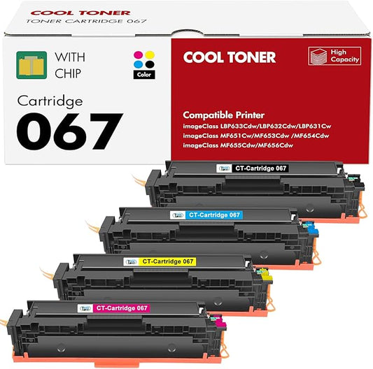 067 Toner Cartridge Set 067H MF654Cdw MF656Cdw Compatible Replacement for Canon Color ImageCLASS LBP632Cdw MF654Cdw MF653Cdw LBP633Cdw Printer 4 Pack High Yield Ink (Black Cyan Yellow Magenta)