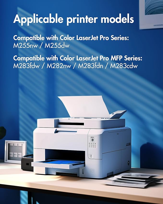 206A Toner Cartridge 4 Pack | Toner Cartridge Replacement for HP 206A 206X Compatible with HP Color Laserjet Pro MFP M283fdw M283cdw M255dw, Color Pro MFP M283 M255 Series | W2110A