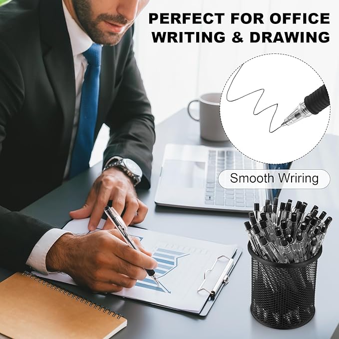 200 Pack Black Gel Ink Pens Bulk, 1.0mm Retractable Click Point Ballpoint Pens Smooth Writing with Comfortable Grip for Back to School Office Classroom Business Home Work Supplies