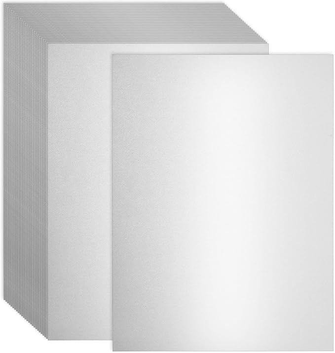 120 Sheets Silver Shimmer Cardstock 8.5 x 11 Inch Metallic Paper, 250gsm/92lb Double Sided Silver Card Stock Pearlescent Paper for Invitations, Certificates, Crafts, DIY Cards