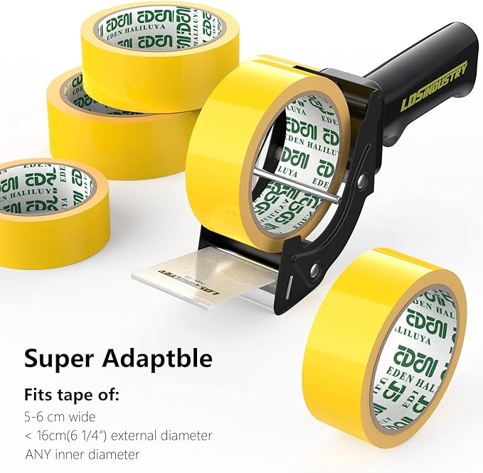 2 Pcs Rapid-Replace Packing Tape Dispenser Guns with Extra Blade, 2IN(50mm) Lightweight Ergonomic Industrial Handheld Heavy Duty Tape Cutter for Carton, Packaging and Box Sealing Black