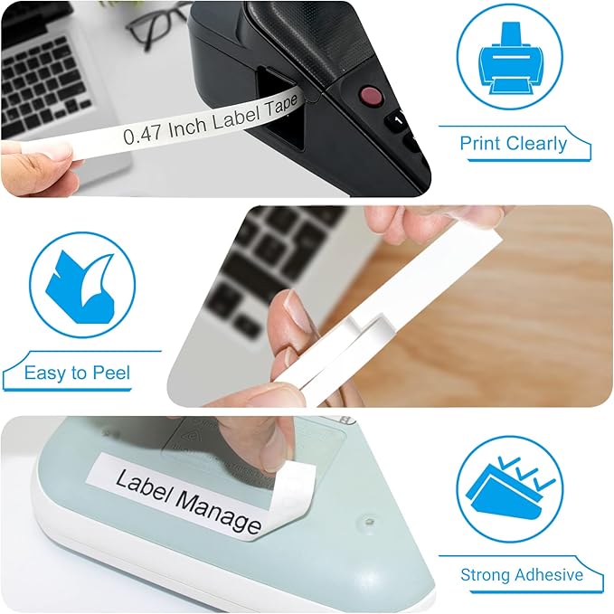 15Pack TZe-231 Label Maker Tapes Replacement for Brother P Touch Label Maker Refills, TZe231 Tape Laminated 12mm 0.47 White, TZ-231 Tapes for Brother PT-H110 PTD210 PTD220 PTD400 Printer