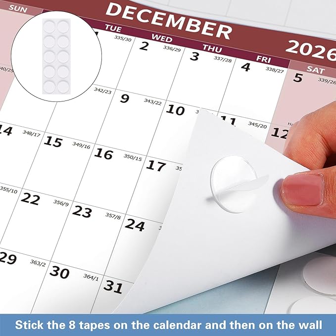 2026 Wall Calendar 34.8" x 22.8" Large Vertical Yearly Wall Hanging Calenda with Julian Date Thick Paper Calendar 12 Month Annual Wall Planner for Wall Office Fridge(Red)