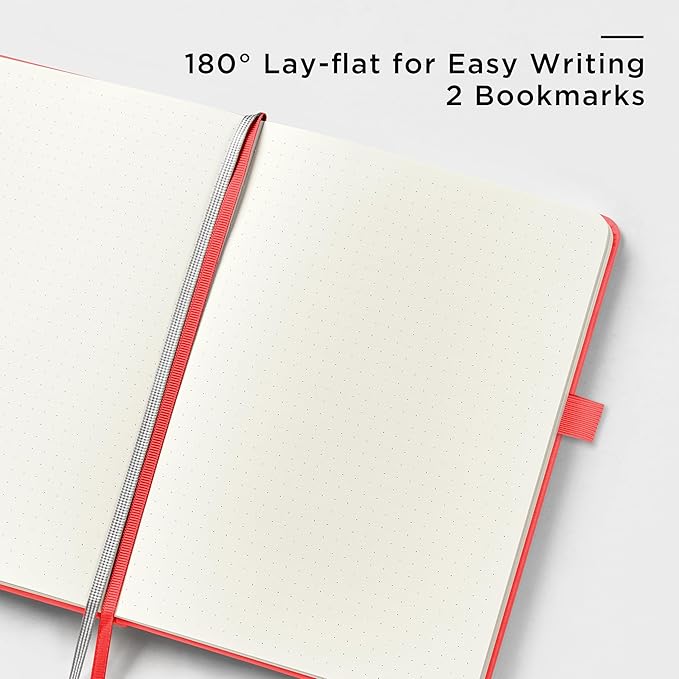 &And Per Se Dotted Journal Notebook, A5 Hardcover Bullet Dotted Journal, 160 Pages 100 gsm Thick Dotted Paper, 3 Sheets of Stickers Included - 5.7'' x 8''（Red）