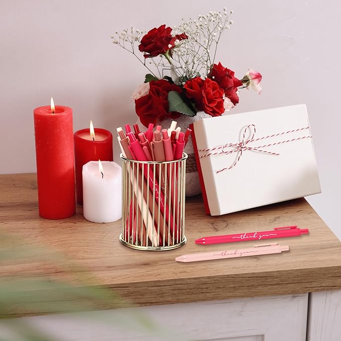 30pcs Thank You Pens Bulk Cute Multicolor Ballpoint Pen for Men Women Server Accessories Employee Holiday Appreciation Gifts for Teacher Office Back to School Party Favor (Valentine Color)