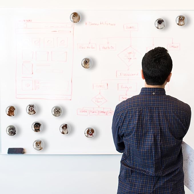 12Pcs Glass Refrigerator Magnet Fridge Sticker,Dog Fridge Magnets Decoration for Crafts,Strong Fridge Magnets for Kitchen, School,Office Whiteboard, Cabinet and Dishwasher