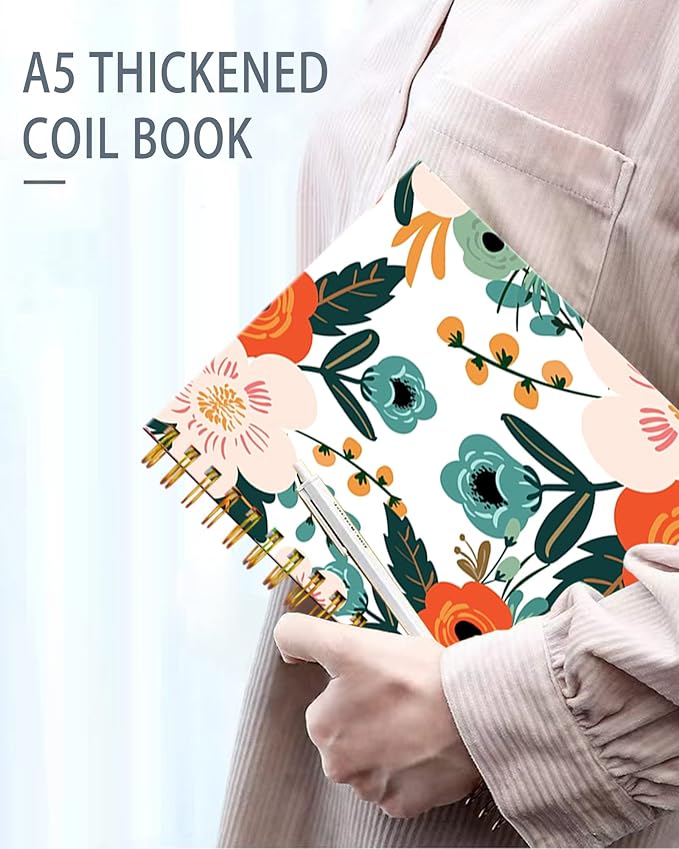 iampanda Spiral Journal Notebook,Strong Twin-Wire Binding with Premium Paper for Girl Women,Fashion Design 60 Sheets A5 College Ruled Notebook/Journal,Perfect for School Office Home Gifts,Colorful