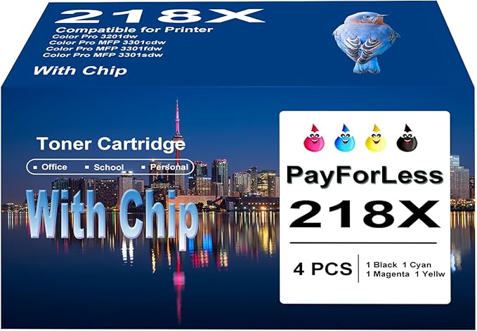218X Toner Cartridges 4 Pack 3301fdw with Chip Compatible for HP 218X 218A High Yield Works with Color Laserjet Pro 3201dw MFP 3301 Series 3301fdw 3301sdw 3301cdw W2180X W2180A Printer