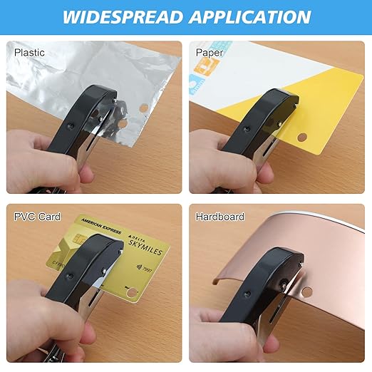 1/8" Hole Punch - Heavy Duty Single Hole Puncher for Paper, Tags, Cards, Plastic, Cardboard (3MM Black)